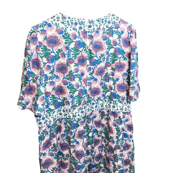 Boden Boho Vneck Floral Blue Purple Terrance Bud Dress Size 20/22 L - Picture 11 of 14